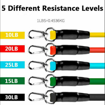 11 Piece Fitness Resistance Bands Exercise Set
